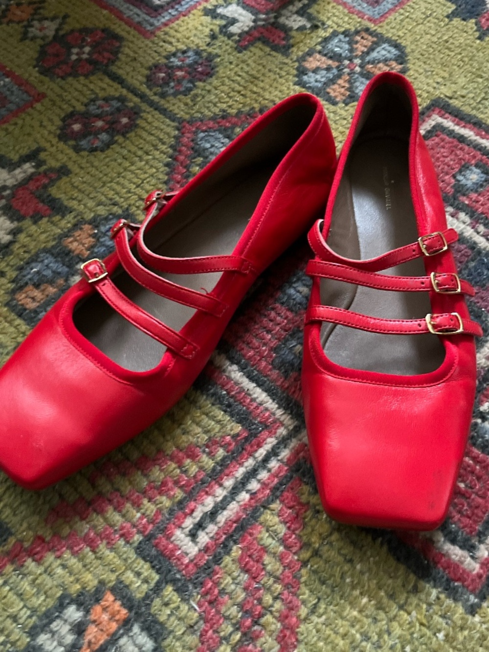 Mansur Gavriel Square Toe Triple Strap Mary Jane 38